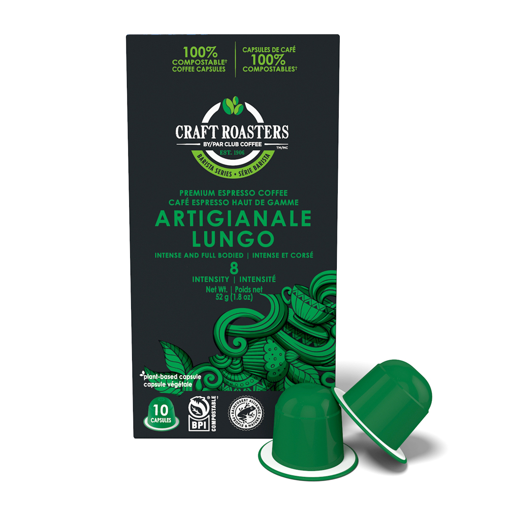 Craft Roasters Artigianale Lungo Packaging and Capsules